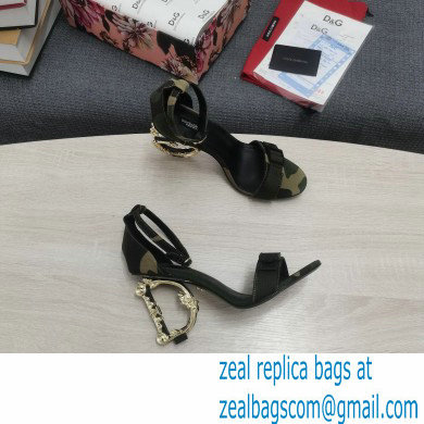 Dolce  &  Gabbana Heel 10.5cm Baroque DG Sandals in Camouflage Patchwork 2022